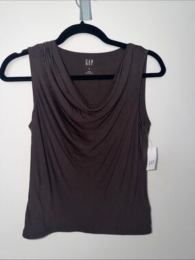 GAP Women's Draped Cowl Neck Sleeveless Top - Dark Brown